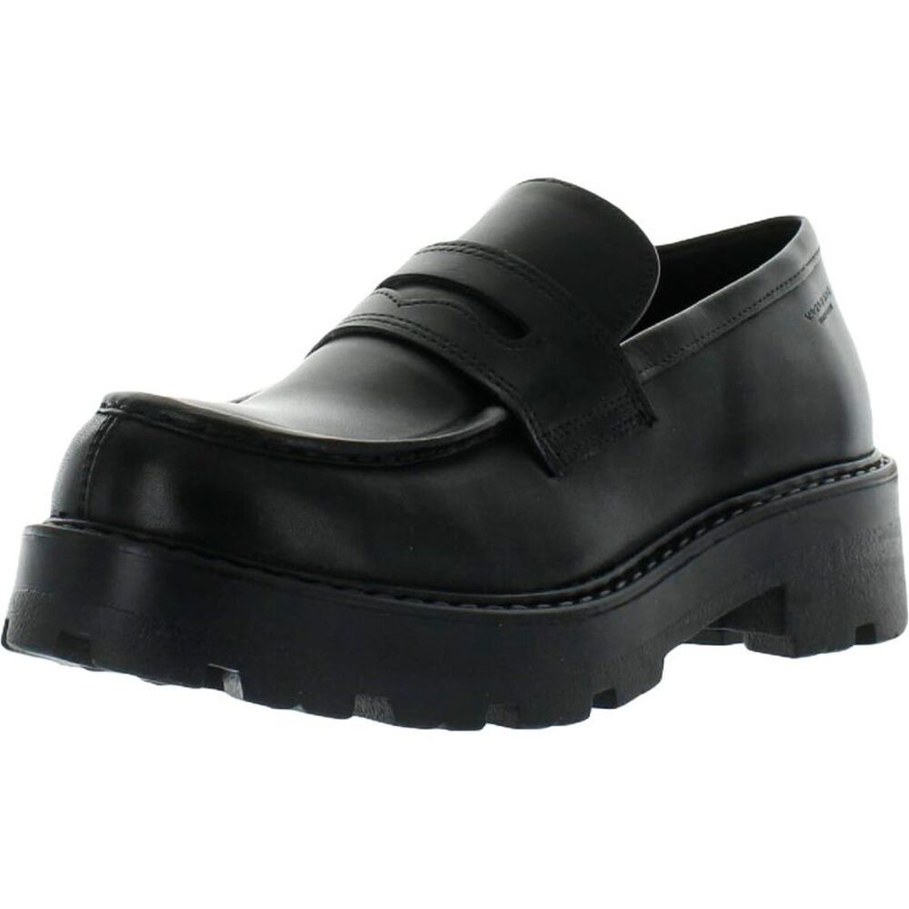 Vagabond Womens Cosmo 2.0 Black Leather Block Heel Loafers Shoes NWT